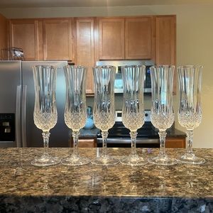 6-Piece Champagne Longchamp Flute Set by Cristal D’Arques Paris